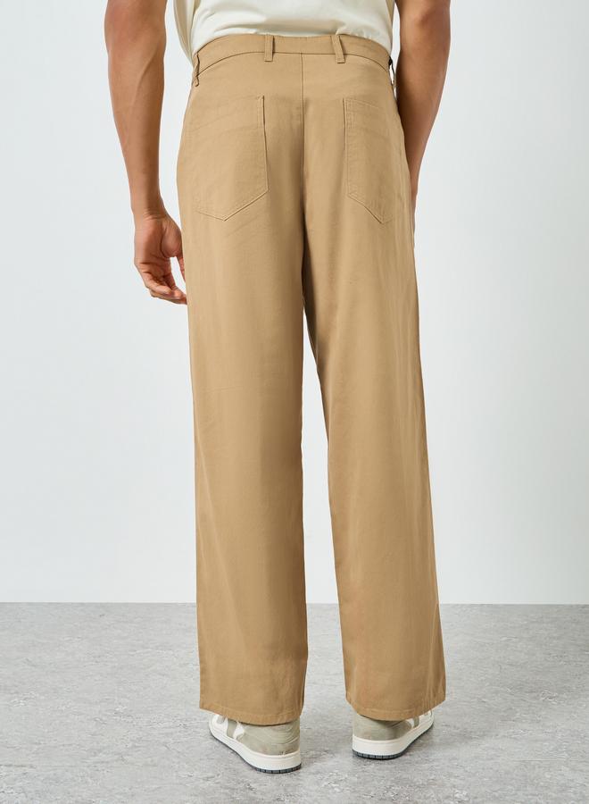 Styli Men Beige Wide Leg Trousers - Image 3